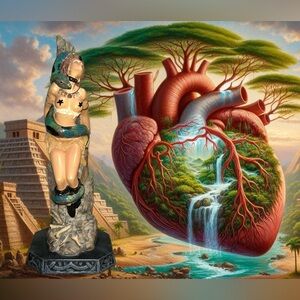 Y2K Vintage Lady w/Snake Sculpture Decor Pristine Condition